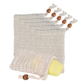 BUYGOO Paquete de 20 bolsas exfoliantes de jabón, bolsa de jabón de malla de sisal hecha a mano con cordón para uso en baño y ducha