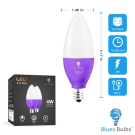 6 Pack BlueX LED Candle Purple Orange Light Bulb - 4W (40Watt Equivalent) - E12 Base Purple Orange LED, Party Decoration, Porch, Home Lighting, Holiday Lighting, Candelabra Bulbs