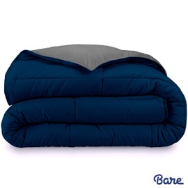 Bare Home Full Comforter - Reversible Colors - Goose Down Alternative - Ultra-Soft - Premium 1800 Series - All Season Warmth - Bedding Comforter (Full, Dark Blue/Grey)