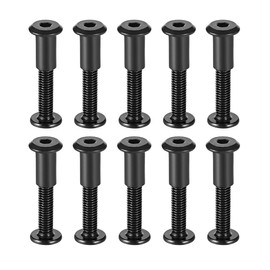 uxcell Screw Post Fit for 5/16"(8mm) Hole Dia, Male M6x35mm Binding Bolts Leather Fastener Carbon Steel Black 10 Sets