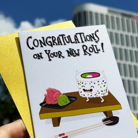 PepperZone Congratulations on Your New Roll Card, Cute and Funny Handmade Congrats, New or First Job, Work, Office Promotion for Boss, Co-worker, Colleague, Friend, Husband, Wife, Son, Daughter