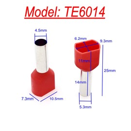 JZK 100pcs Red Double Ferrules Terminals Set 2 x 6mm² Insulated Cable End Ferrules Crimping Wire Connectors