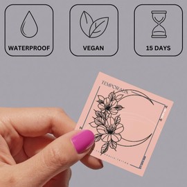 Moon & flower tattoo – Temporalis® | Temporary tattoo, vegan and waterproof – EU-certified cosmetic – Lasts 1 to 2 weeks [ Moon and cherry blossoms ]