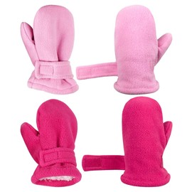 N'Ice Caps - 2 pares de manoplas de forro polar para bebé para niños pequeños, paquete fácil de poner con forro Sherpa, Royal/Black Pack - Bebé sin pulgares, 6-18 Meses