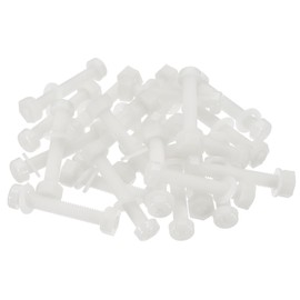 PATIKIL M6x40mm White Nylon Bolts Plastic Nuts Full Thread Head Screws, 24 Pcs