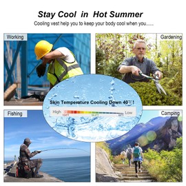 Cooling Vest for Men and Women with Air Conditioning Fans，Water-resistant Surface Lightweight Quick Dry with UV Protection - Ideal for Outdoor,Garden,Hiking,Fishing (Blue bamboo camo,2XL)