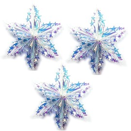 CENPEK 3pcs Christmas Ornaments Ball Snowflake Iridescent Decoration Hanging Tree Pendants Party Supplies for Wedding Party Christmas Decor 40cm
