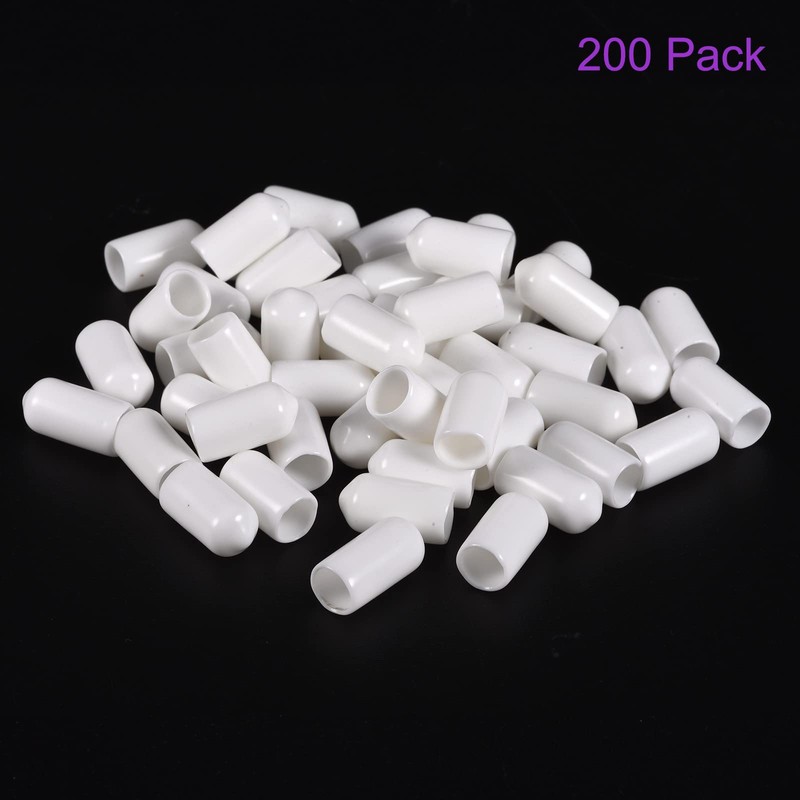 DMiotech 200 Pack 5/16" ID White Screw Thread Protectors Rubber