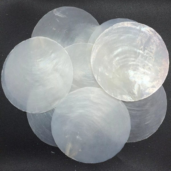 PEPPERLONELY 10 PC Round Natural Capiz Sea Shells, 3 Inch