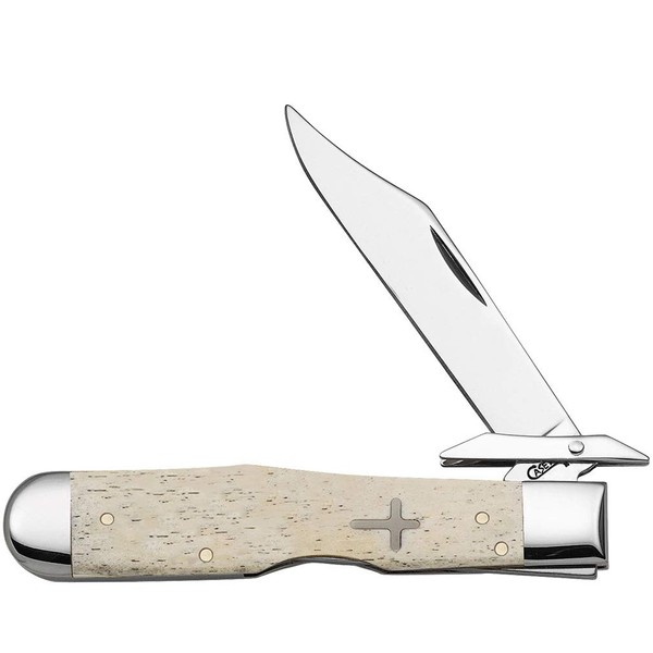 CASE XX WR Pocket Knife Smooth Natural Bone Cheetah W/Cross Shield Item #22590 - (6111 1/2L SS) - Length Closed: 4 3/8 Inches