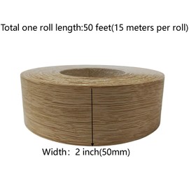 Real White Oak 2 Inch ×50ft Wood Veneer Edge Banding Roll,Preglued Iron On Edging Band with Hot Melt Adhesive-Edgebanding Flexible Wood Tape for Laminate Furniture Cabinet Repair