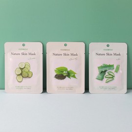 Food Aholic (30 Sheets) Nature Skin Soothing Mask Pack (Cucumber, Aloe, Green Tea) / (30매)네이처스킨 진정 마스크팩(오이.알로에.녹차)