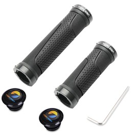 TOPCABIN Bike Grips Short Mini Bicycle Handlebar Grips Fit Many Standard Bikes 2PCS 90MM Length (Black + Lake blue)