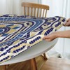 JIAOGSNC Mosaic Circular Blue and Yellow Round Tablecloth Fitted Table
