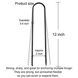 IHOSHENG 12 Inch Trampoline Wind Stakes Heavy Duty U Shaped Stakes for Ground, Trampoline Tie Down Anchor Kit for Swing Set, Camping Tents and Soccer Goal, Black Rebar Anchors (10)