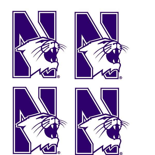 Northwestern University Wildcats 4 Inch Vinyl Mascot Decal Sticker 4-Pack
