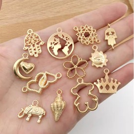 YouLuo 50Pcs Bracelet Charms Jewelry Making Assorted KC Gold Alloy Charm Pendants for DIY Necklace Bracelet Earring Craft Supplies (KC Gold)