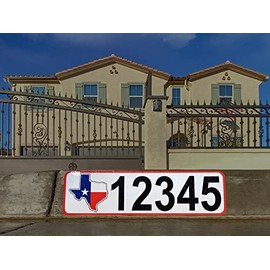 Texas Curb Wraps, Reflective Aluminum Peel and Stick Curb Address Decals (Texas State White)