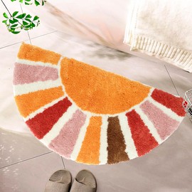 Eummy Half Round Door Mat Decorative 76x40cm Sun Flower Half Circle Door Rug Water Absorbent Mat Plush Bathroom Floor Rug Multipurpose Door Rug for Bathroom Living Room Entryway