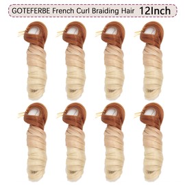 French Curl Braiding Hair 12 Inch Loose Wavy Braiding Hair for Braids Curly Hair Extensions Synthetic French Curly Braids Hair for Black Women 8 Packs