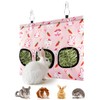 ERKOON Rabbits Hay Bag with 3 Holes, Hanging Hay Feeder