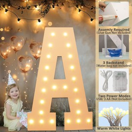 LOBOOM 4FT Marquee Letters, Giant Marquee Light Up Letters K, Large Mosaic Letters Sign 4 Feet Tall for Birthday Party Decoration Wedding Event Marry Me Baby Shower Bridal Shower