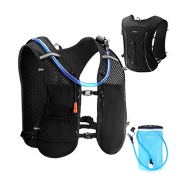 ECOHUB Running Vest with 2L Water Bladder, Lightweight Adjustable 6-Pocket Hydration Backpack for Jogging, Trail, Marathon, Cycling, Hiking, Men and Women, Black