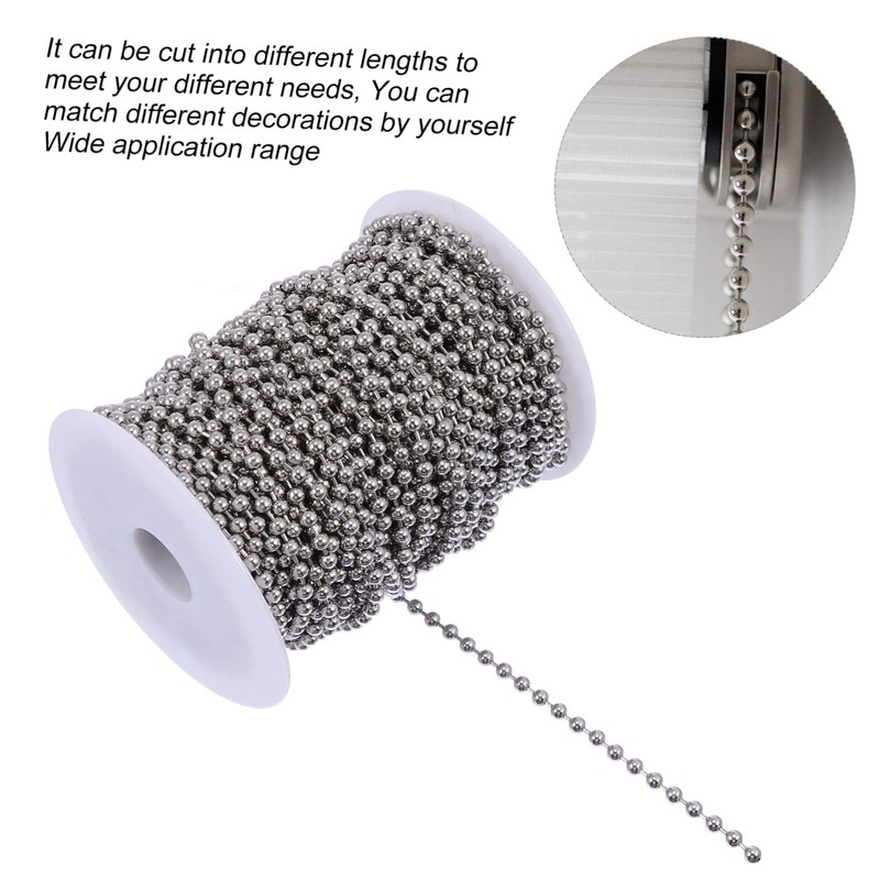 jojofuny 30m Beaded Pull Chain Roller Chain for Jewelry Making