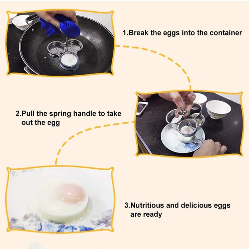 3-in-1 Egg Poachers, Non Stick Stainless Steel Grids, Quick Cooking,