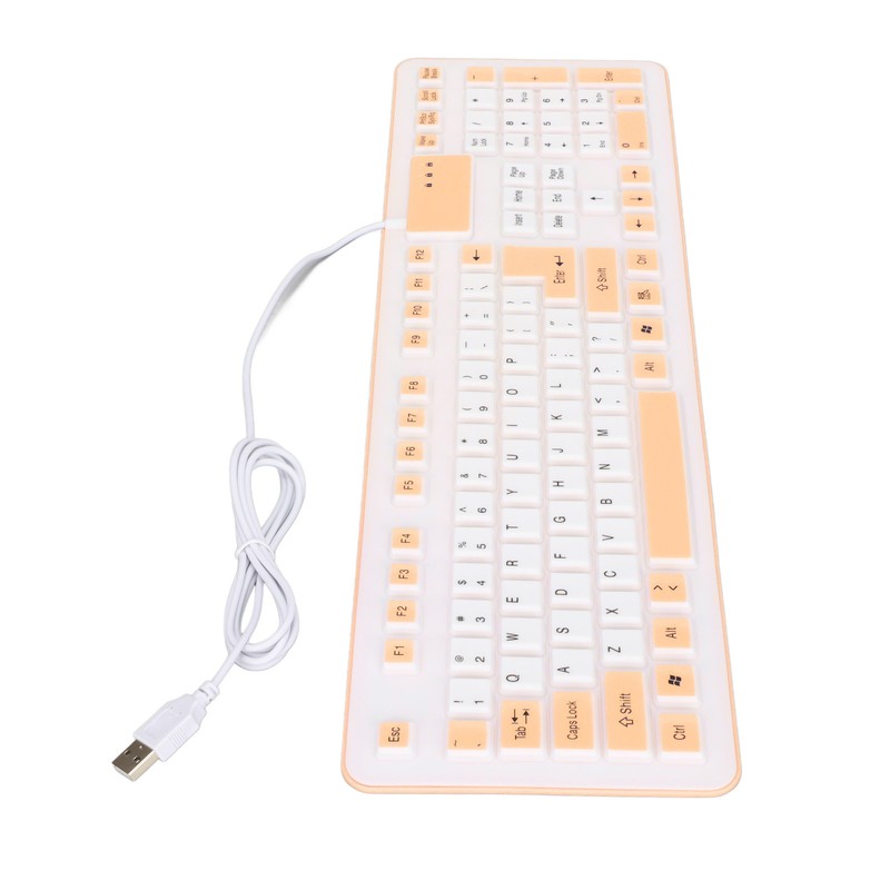 Foldable Silicone Keyboard 106 Keys Waterproof Dustproof Foldable USB Wired