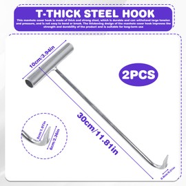 MEGYAD Manhole Lid Lifters: 30 cm, Manhole Lid Hooks, Stainless Steel Channel Lid Lifter, Manhole Lid Hook, Channel Hook for Duct Cover, Manhole Cover, Tool for Lifting