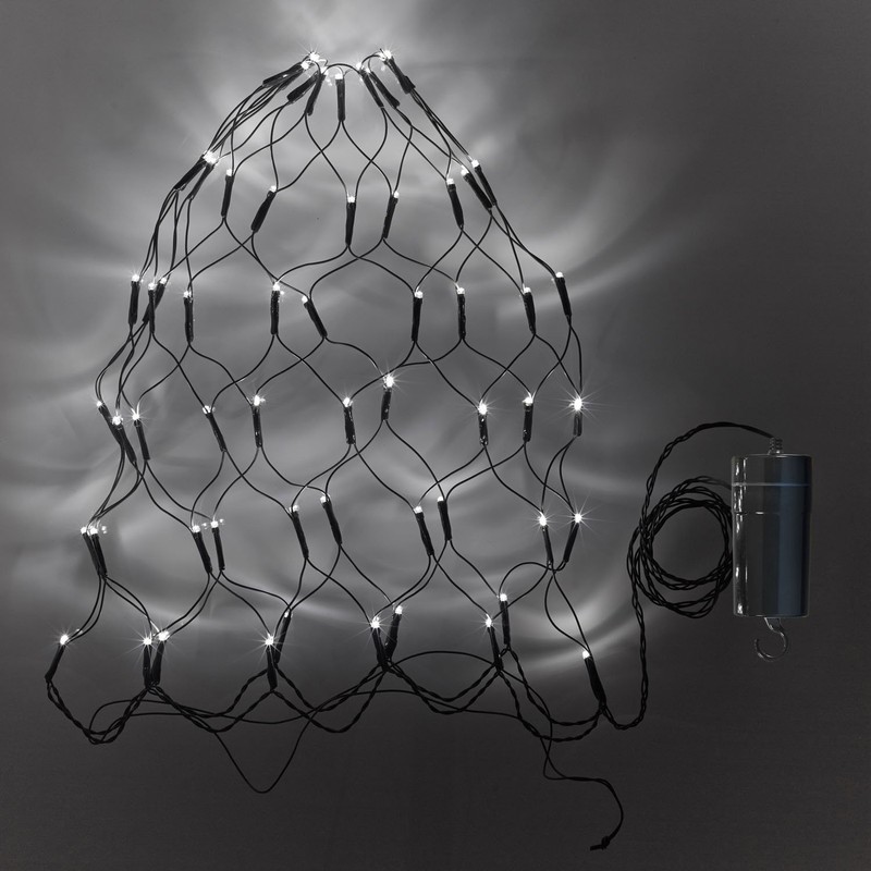 Lights4fun 60 LED Light Net White Green Cable Timer Indoor