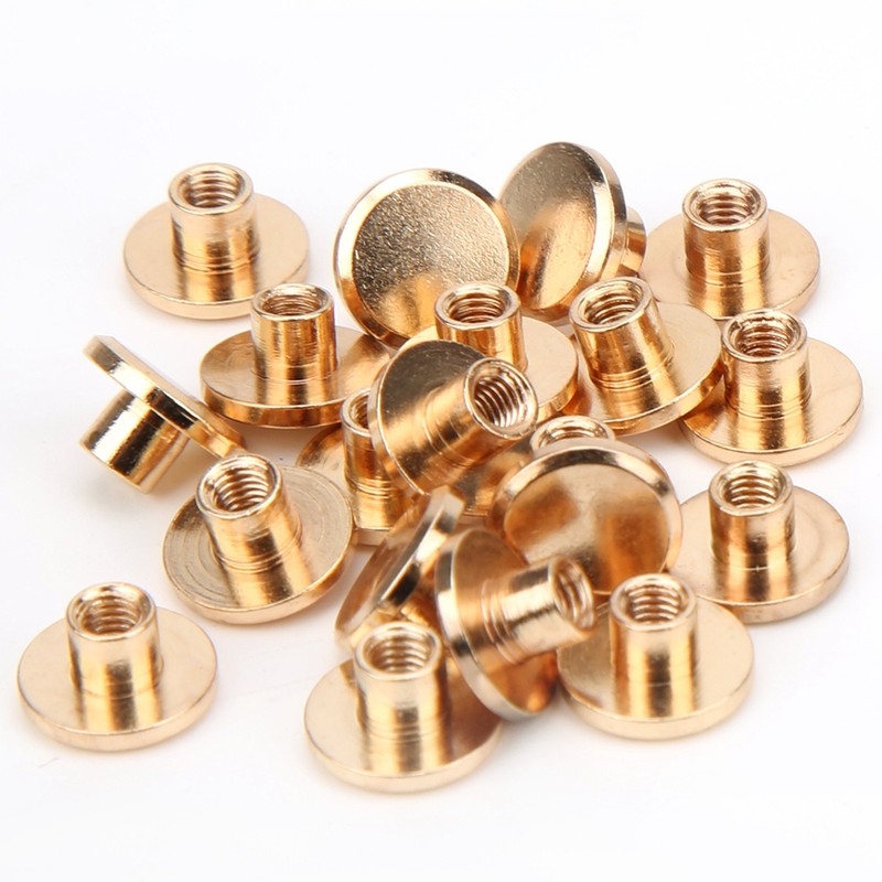 50 Sets 6.5mm Brass Flat Head Studs Screws Nail Rivets