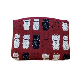 Keisuu Cat Pattern Cat Breath Pouch (Made in Japan) (Red), Mfukuya Cat Red