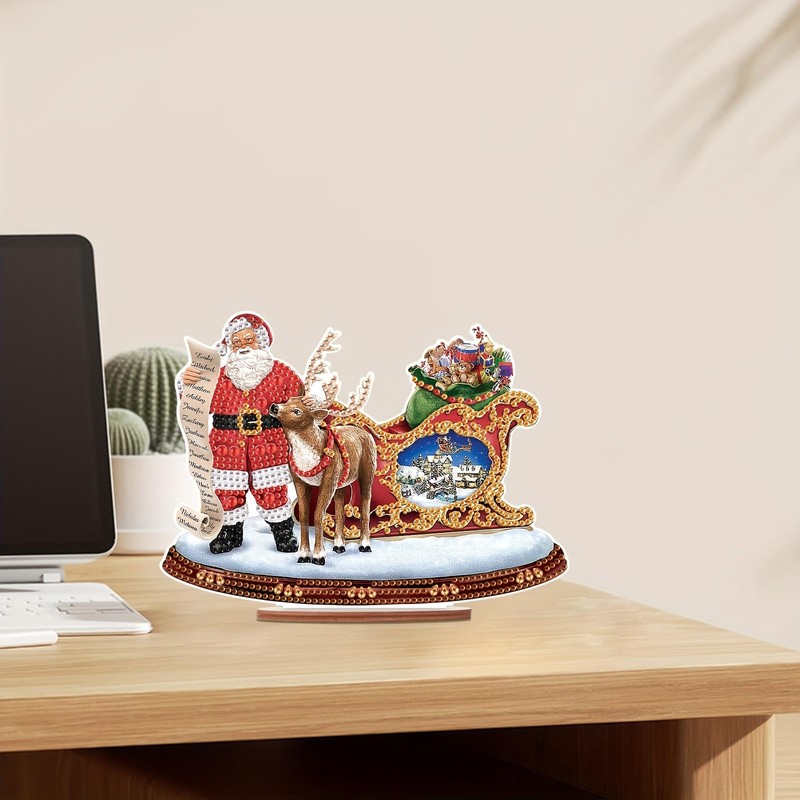 Tontut Diamond Painting Desktop Decorations, Santa Elk 5D DIY Special