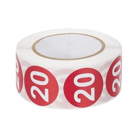 PATIKIL 1 Inch Number 20 Stickers, 500 Labels Circle Dot Stickers Adhesive Home Organization Warehouse Office Management, Rose Pink