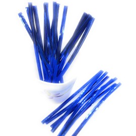 Weststone 100pcs 6" Metallic twist ties to Seal Homemade Lollipops, or to Decorate Floral Bouquets and Favor Boxes. (Blue)