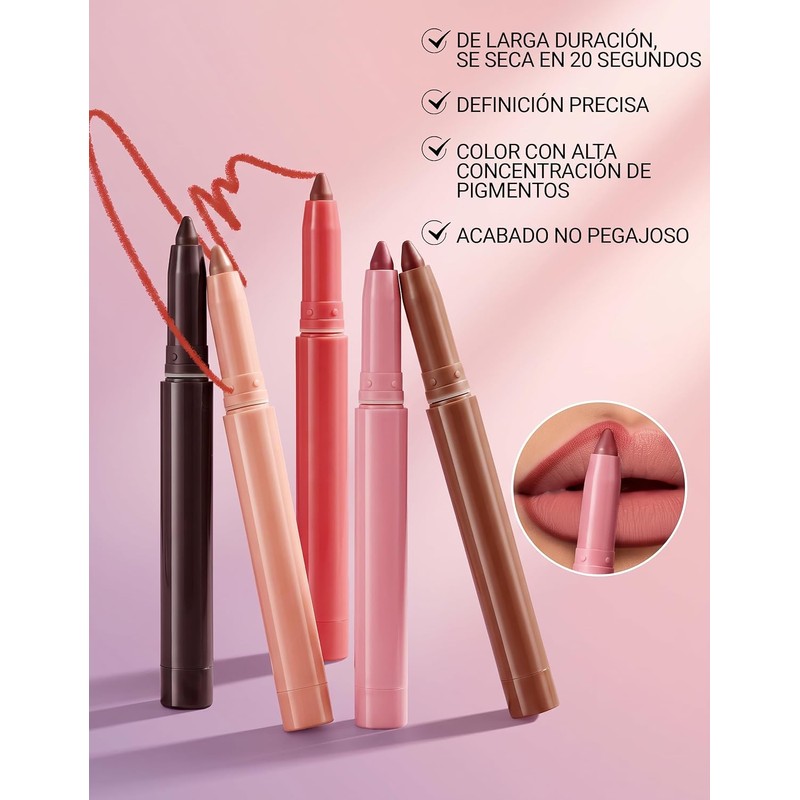 Erinde Lápiz Delineador de Labios en tono Crema Mate,Larga Duración,#03
