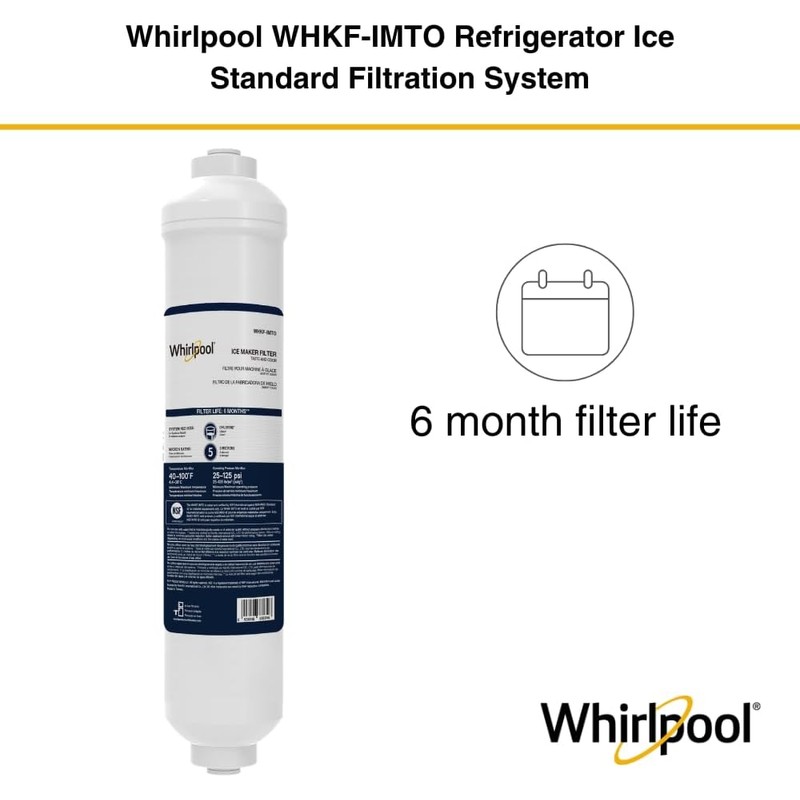 Whirlpool Inline Water Filter WHKF-IMTO, 1/4" Quick Connect Fits Refrigerator,