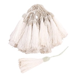 50 Pieces Tassel Bookmark with Loop,Tassels for Crafts,Decorative Tassel for Keychain Jewelry Making Curtain Blanket Graduation Decoration Wedding Favors (White)
