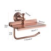 Red Copper Bath Toilet Paper Holder with Phone Shelf, Wall