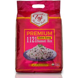 TAJ Premium 1121 Basmati Rice, Extra Long Grain Basmati Rice from India | 10lbs