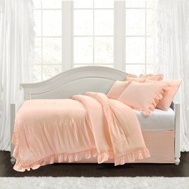 Lush Decor Reyna Ruffle Daybed Set - 6 Piece Cozy Ruffled Bedding Set - Timeless Elegance and Comfort - 68" W x 92" L, Blush