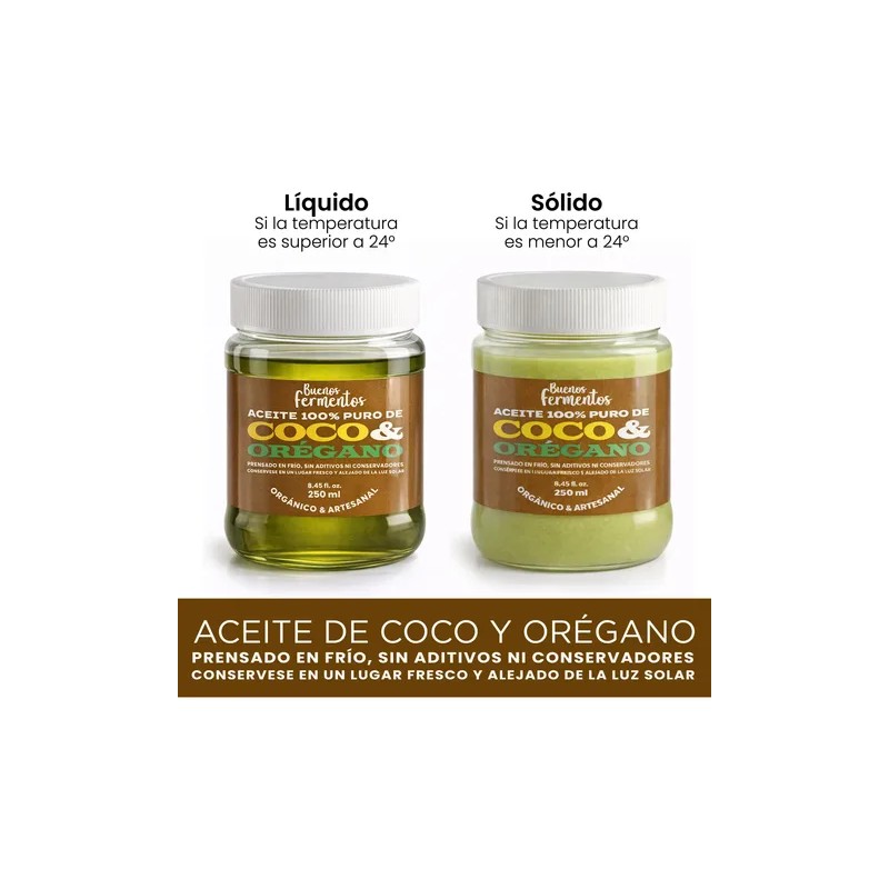 Aceite De Coco Y Orégano Prensado En Frío 100 Natural