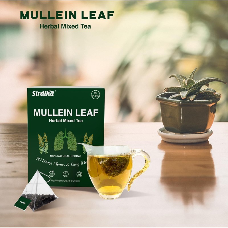 Mullein Tea Bags for Lungs - 20 Teabags (2.47oz/70g), 100%