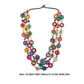 BESPORTBLE Wooden Necklaces for Women, Layered Beaded Necklace Multi Layer Color Wooden Beaded Bib Long Strand African Fashion Jewelry Costume