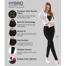 Hybrid & Company Women's Butt Lift Stretch Denim Jeans P37375SKX Black 16