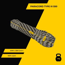 EdcX Paracord 4mm, 20+ Military Colors (15m, 30m, 50m, 100m, 300m) | Ideal for Camping, Survival, Outdoor, Crafting, DIY | 100% Nylon Rope 4mm | Tactical Cord 550 Type III (Mix Camo, 30 m)