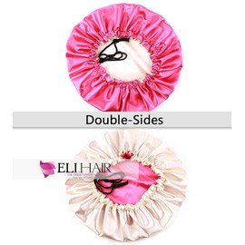 ELIHAIR Kids Bonnets Sleeping Cap for Teens Toddler Child Baby Hair Bonnets Night Sleep Cap Adjustable Reversible Double Layer Rose/Beige