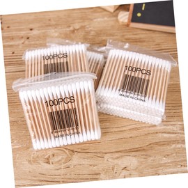 FOMIYES 100pcs Double Tipped Wooden Cotton Swabs Hygienic Cotton Stick Applicators for Beauty Makeup Ear Cleaning and Crafts Safe for Use